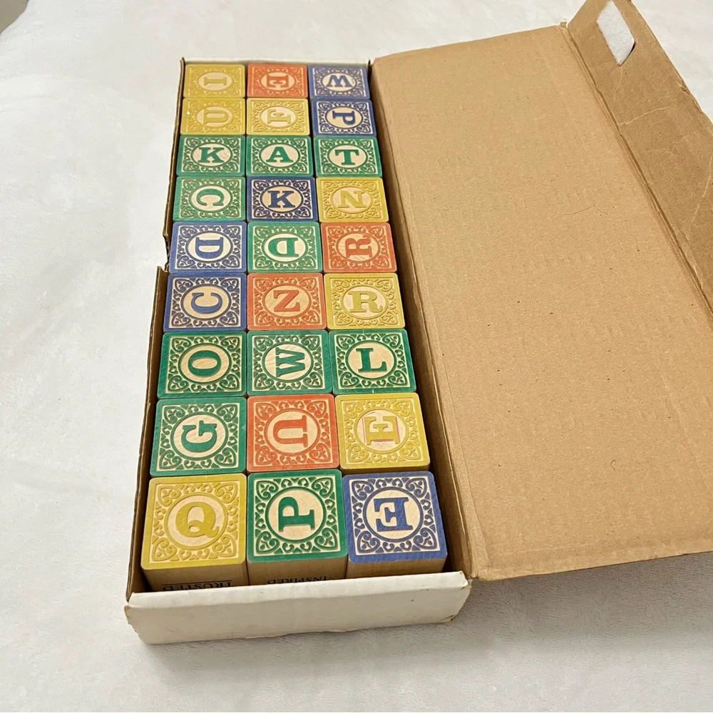 Alphabet Building Blocks The ABC’s of Character Set of 27 Textured VTG Blocks